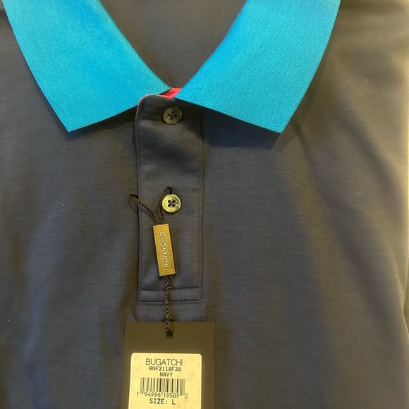 BUGATCHI Navy Polo L NWT - Picture 2 of 7